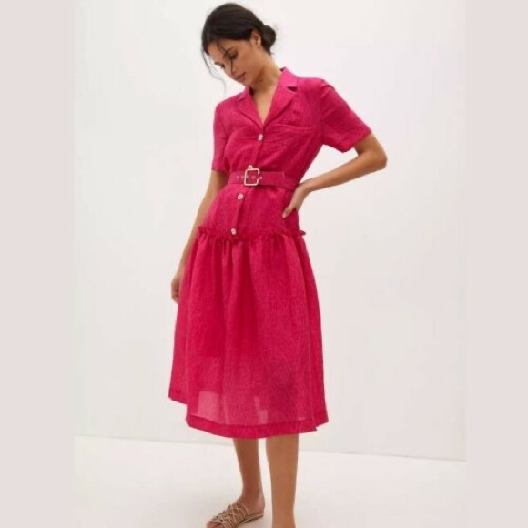 Anthropologie Exquise Magenta Collared Dresa